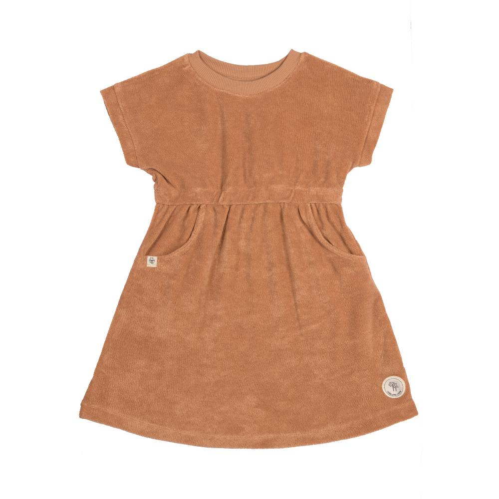 Lässig Frottee Kleid Kinder, Karamell
