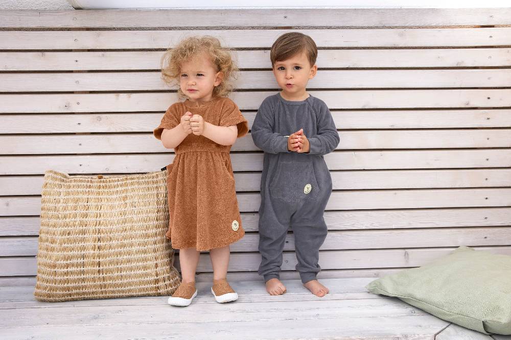 Lässig Frottee Kleid Kinder, Karamell Schlussverkauf