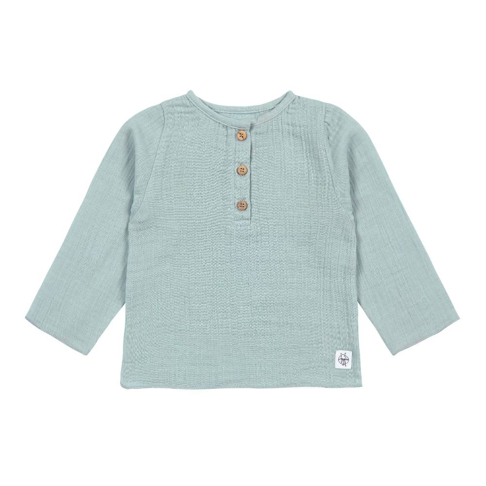 Lässig Musselin Langarmshirt - Bio Baumwolle, Silbergrau