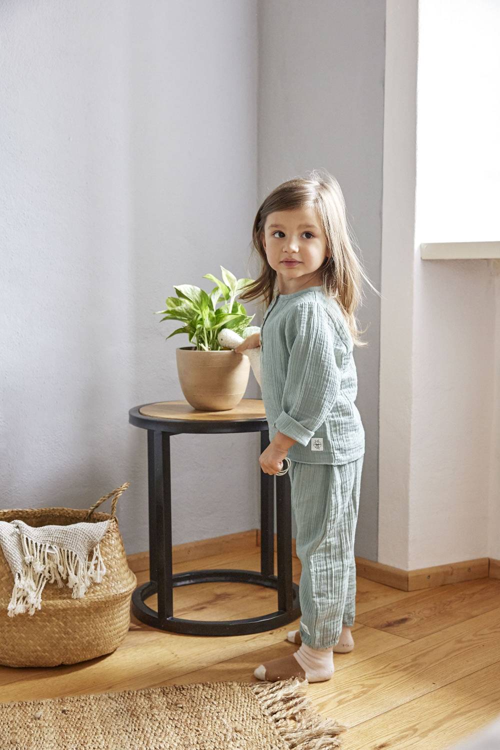 Lässig Musselin Langarmshirt - Bio Baumwolle, Silbergrau Günstiger Verkauf