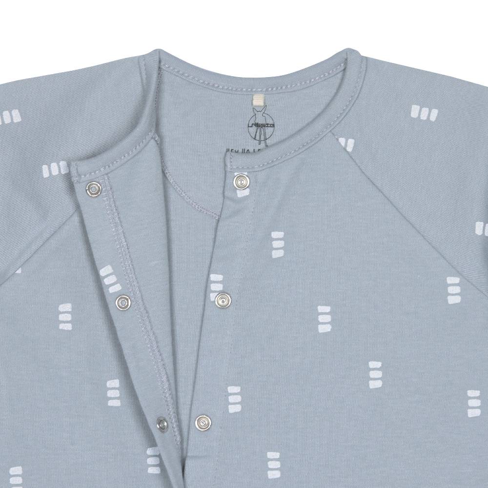 Lässig Baby Schlafanzug mit Füßen - Bio Baumwolle, Blocks, Hellblau Sonderangebot