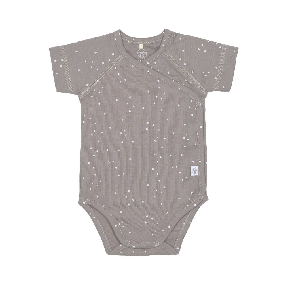 Lässig Baby Wickelbody kurzarm - Bio Baumwolle, Punkte, Taupe