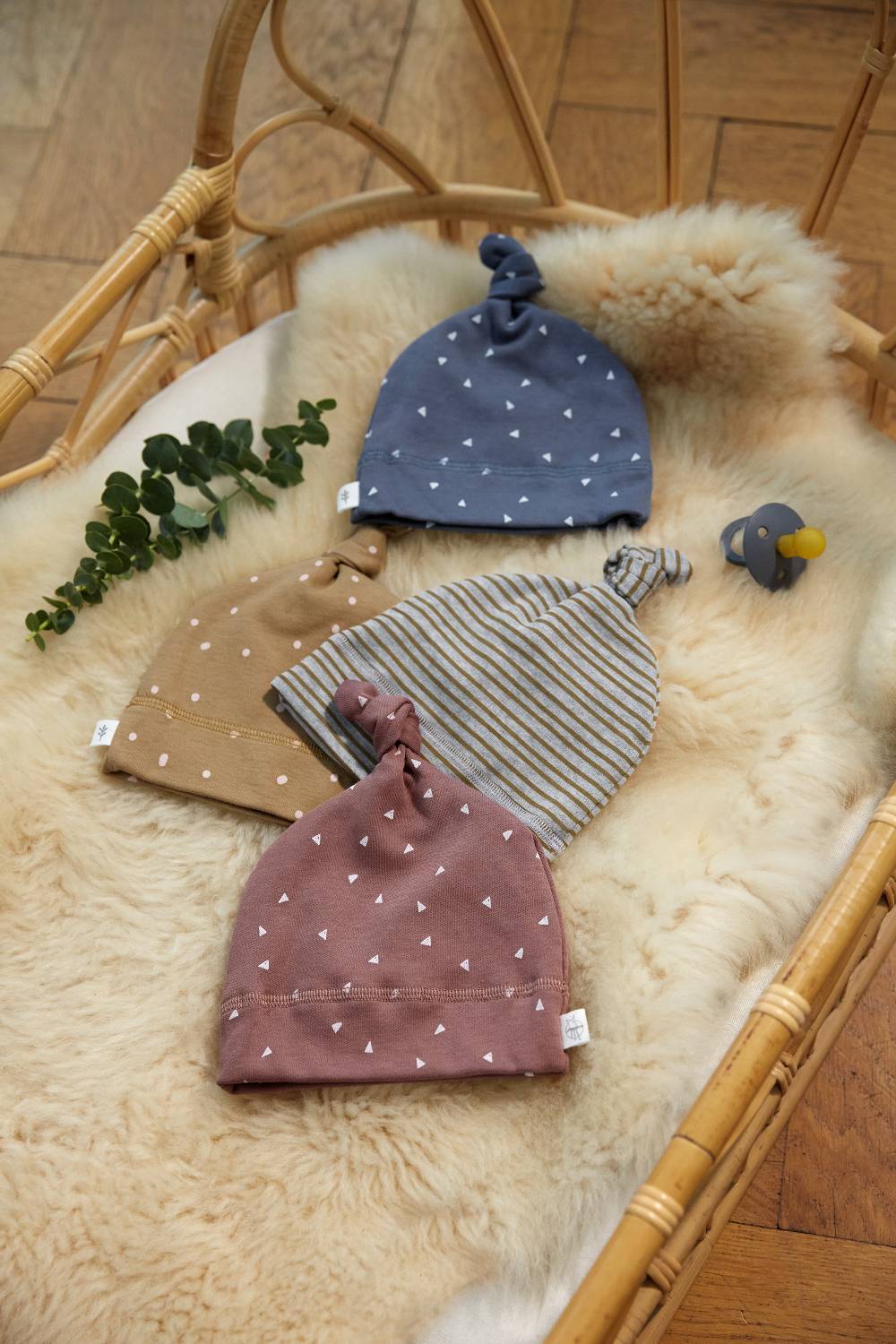 Lässig Babymütze - Bio Baumwolle, Streifen, Grau meliert