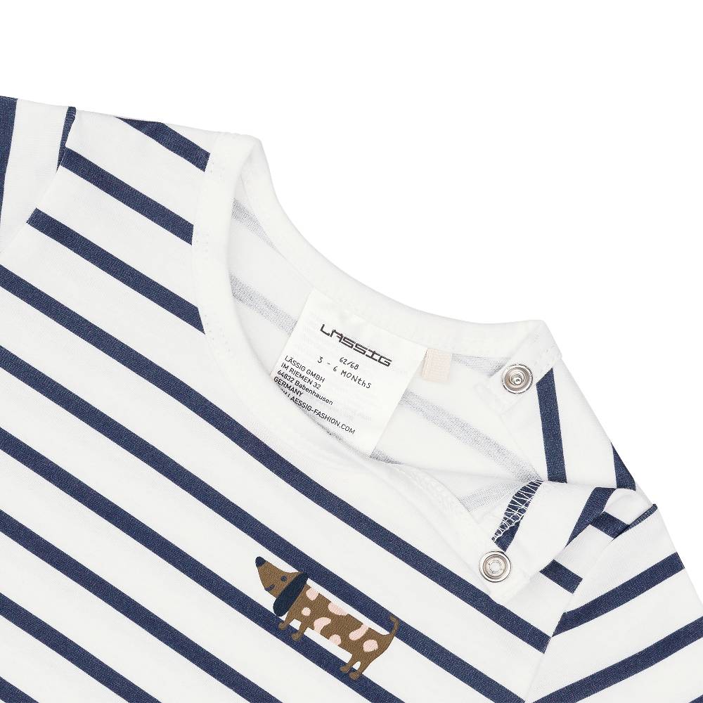 Lässig Baby Jumpsuit - Bio Baumwolle, Hund, Blau weiß Jubiläumsangebot