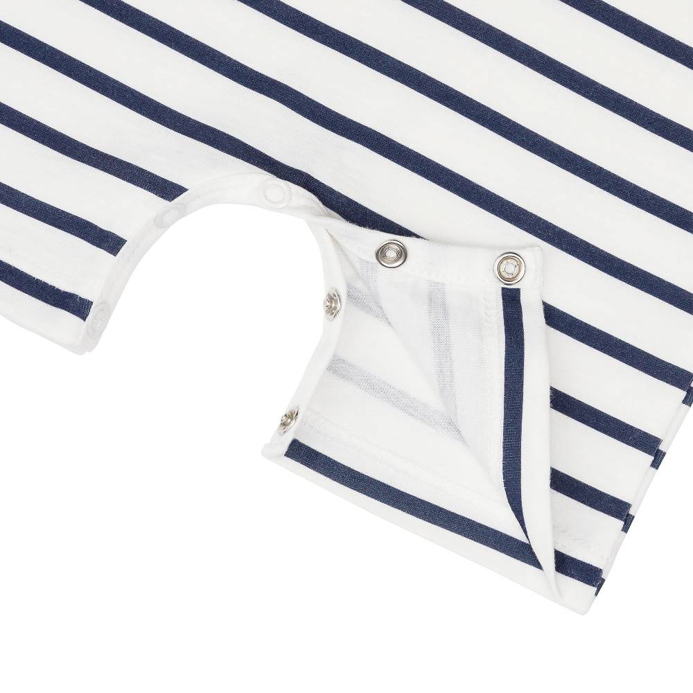 Lässig Baby Jumpsuit - Bio Baumwolle, Hund, Blau weiß Jubiläumsangebot