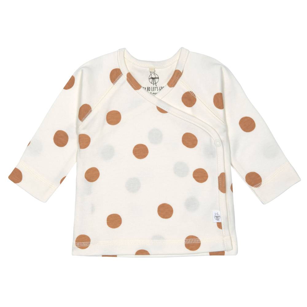 Lässig Baby Wickelshirt - Bio Baumwolle, Big Dots, Beige