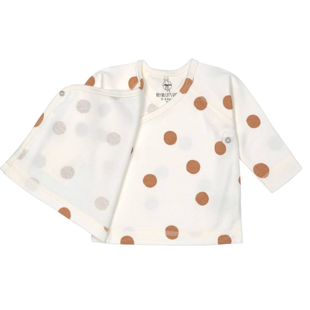 Lässig Baby Wickelshirt - Bio Baumwolle, Big Dots, Beige Neueste Mode