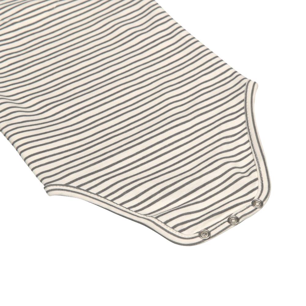 Lässig Baby Wickelbody langarm - Bio Baumwolle, Streifen, Grau Exklusive Angebote