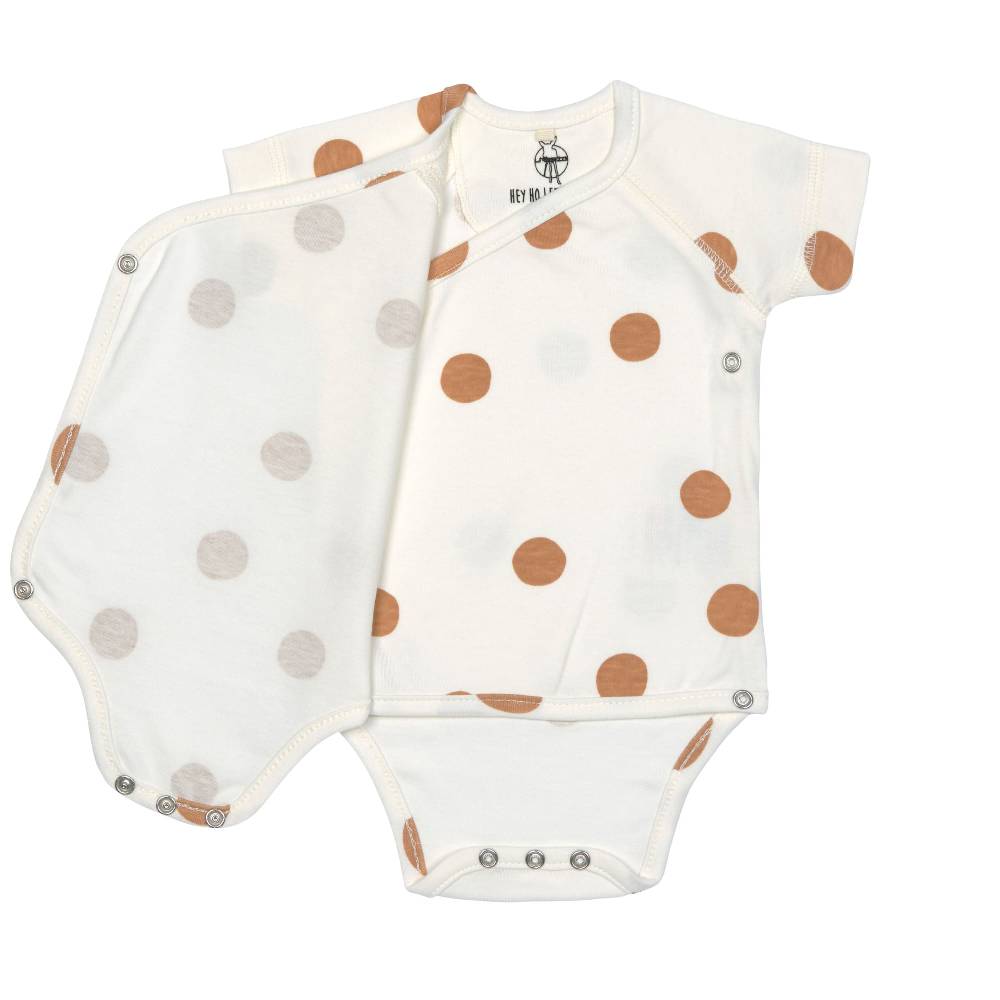 Lässig Baby Wickelbody kurzarm - Bio Baumwolle, Punkte, Weiß Super Sparpreis