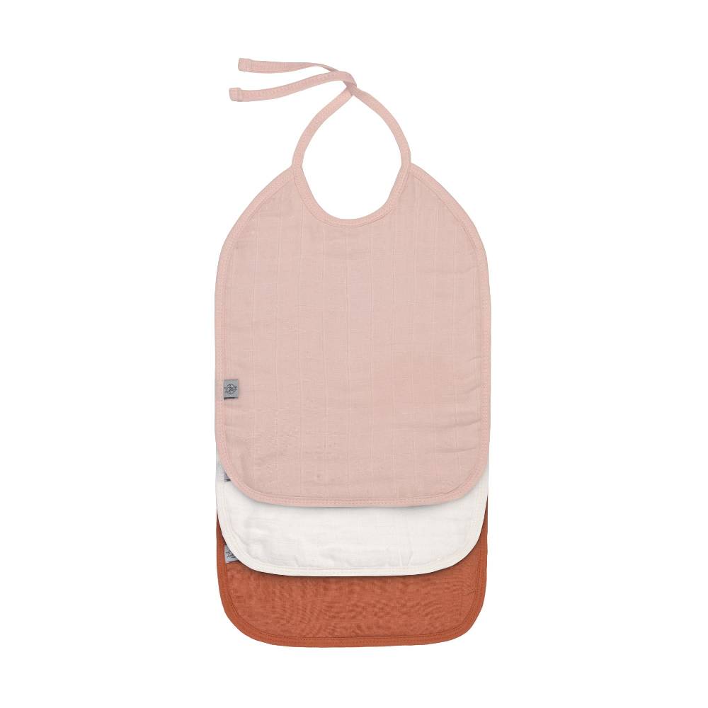 Lässig Mull Lätzchen (3 Stk) - Bib, Powder Pink Milky Rust