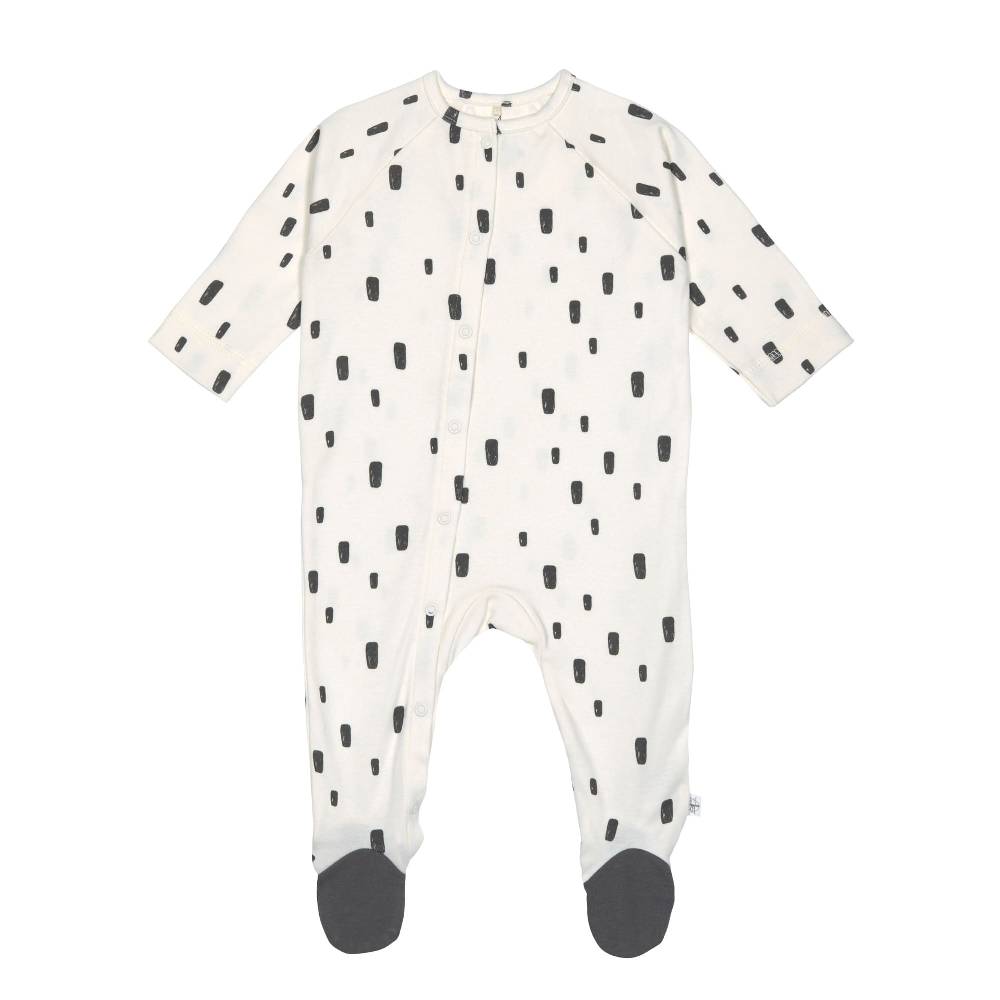 Lässig Baby Schlafanzug mit Füßen - Bio Baumwolle, Bricks, Weiß