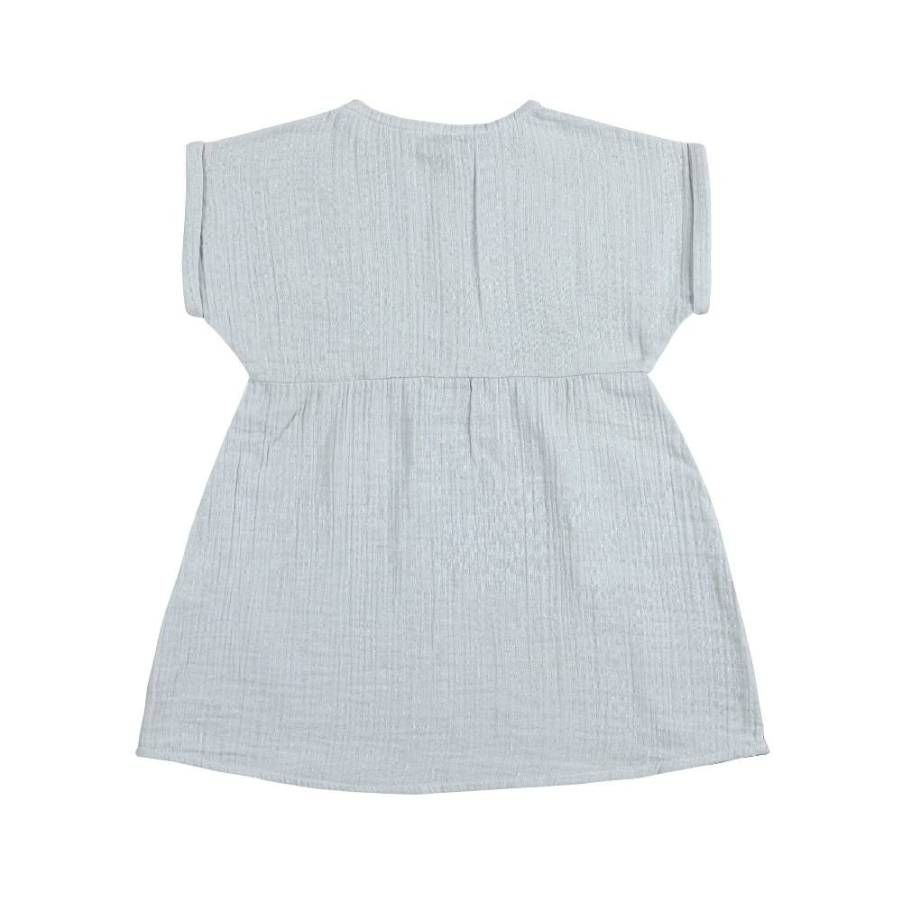 Lässig Musselin Kinderkleid - Bio Baumwolle, Blau Letzte 2 Tage