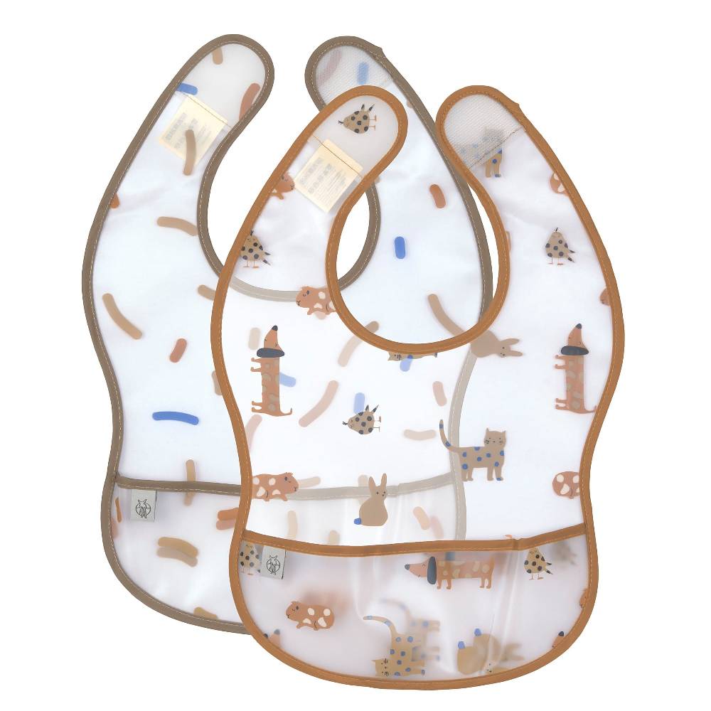 Lässig Lätzchen mit Auffangschutz (2 Stk) - Abwaschbar, Little Mateys Royal Blau