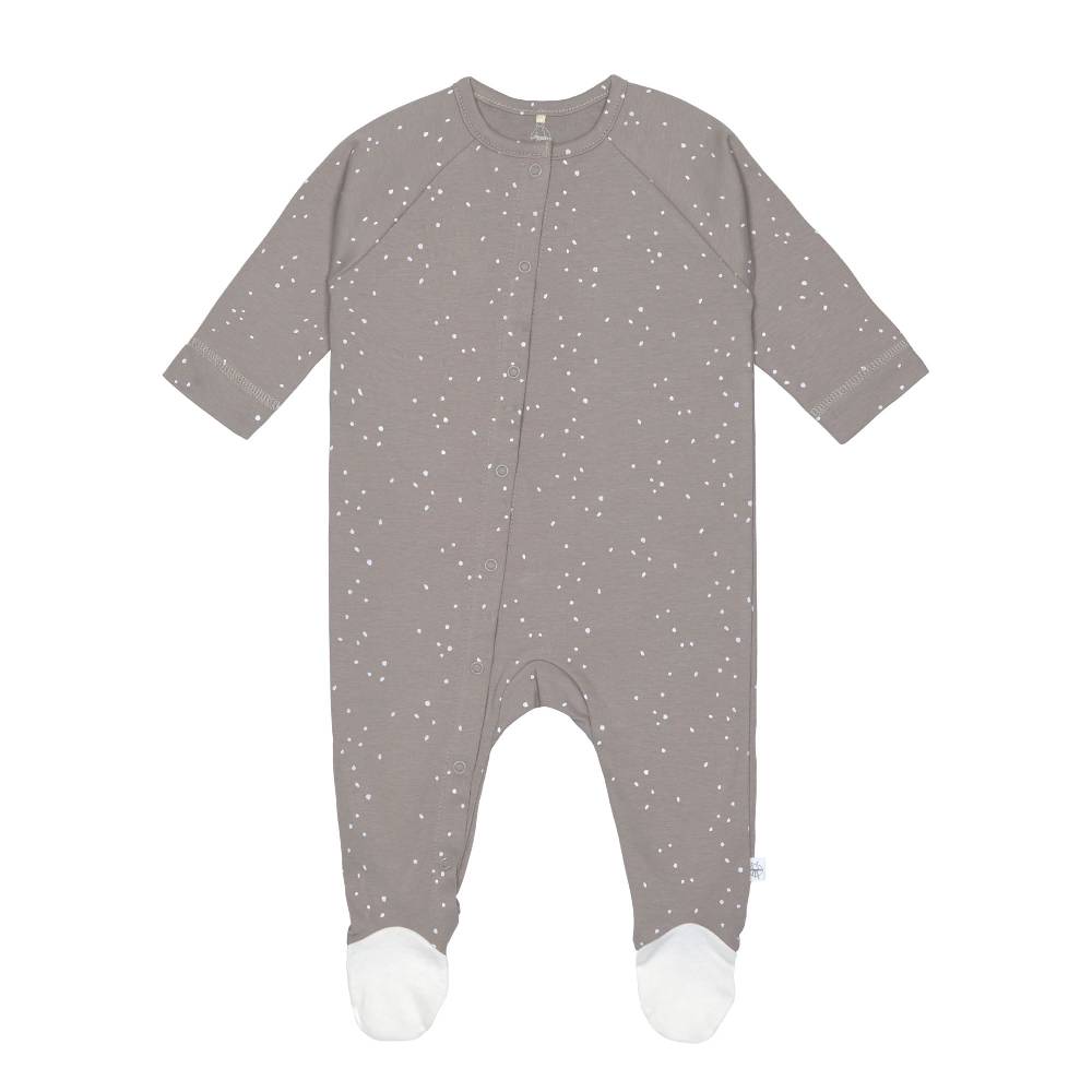 Lässig Baby Schlafanzug mit Füßen - Bio Baumwolle, Sprinkle, taupe