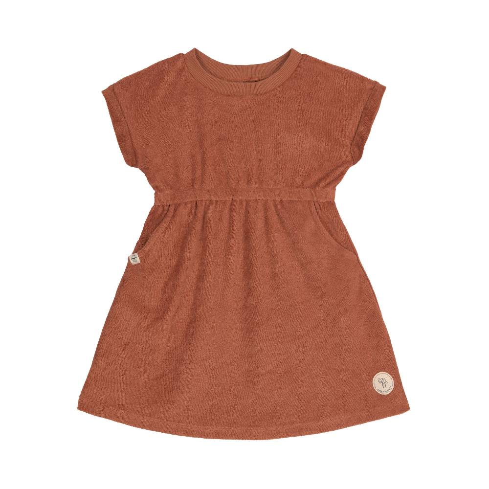 Lässig Frottee Kleid Kinder, Rostrot
