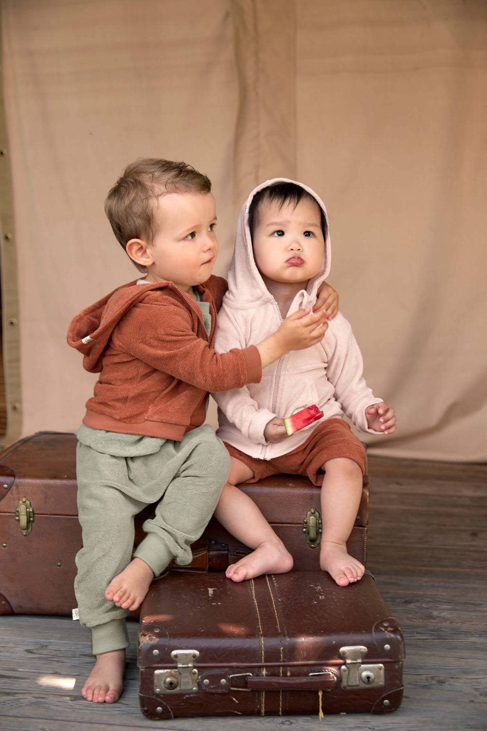 Lässig Frottee Jacke Kinder, Rostrot Kostenloser Versand international