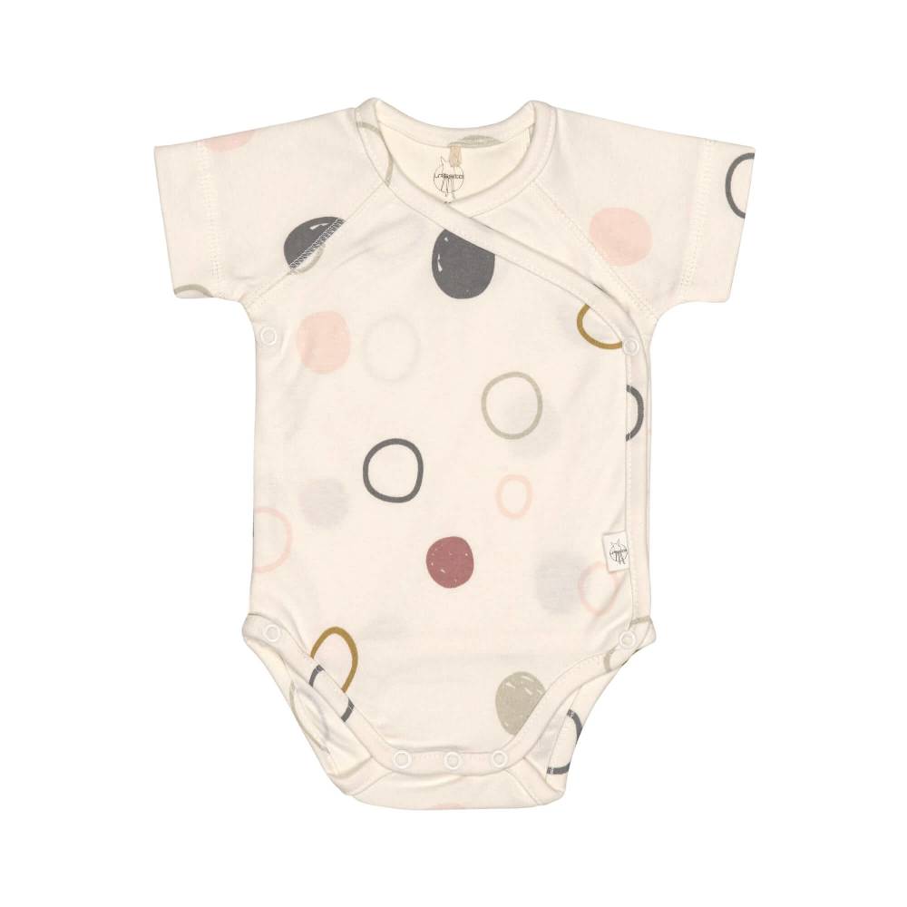 Lässig Baby Wickelbody kurzarm - Bio Baumwolle, Kreise, Beige