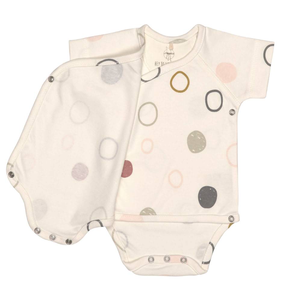 Lässig Baby Wickelbody kurzarm - Bio Baumwolle, Kreise, Beige Fabrikladen
