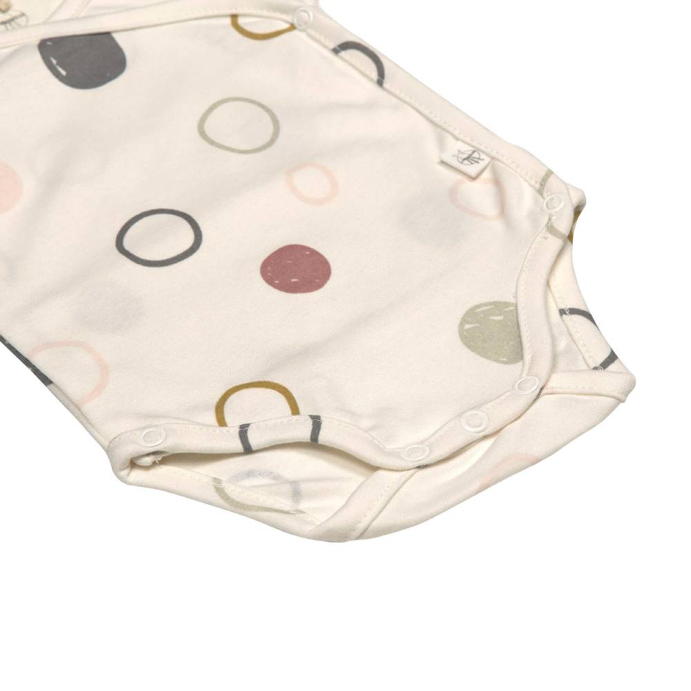 Lässig Baby Wickelbody kurzarm - Bio Baumwolle, Kreise, Beige Fabrikladen