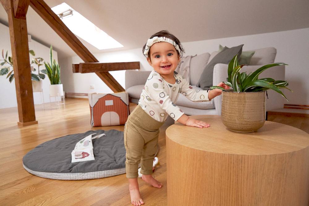 Lässig Baby Wickelbody kurzarm - Bio Baumwolle, Kreise, Beige Fabrikladen