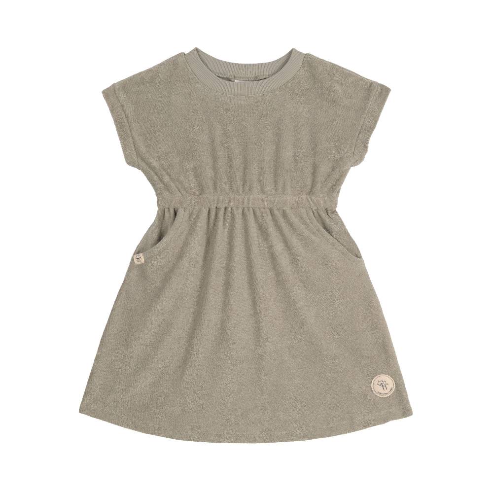 Lässig Frottee Kleid Kinder, Oliv