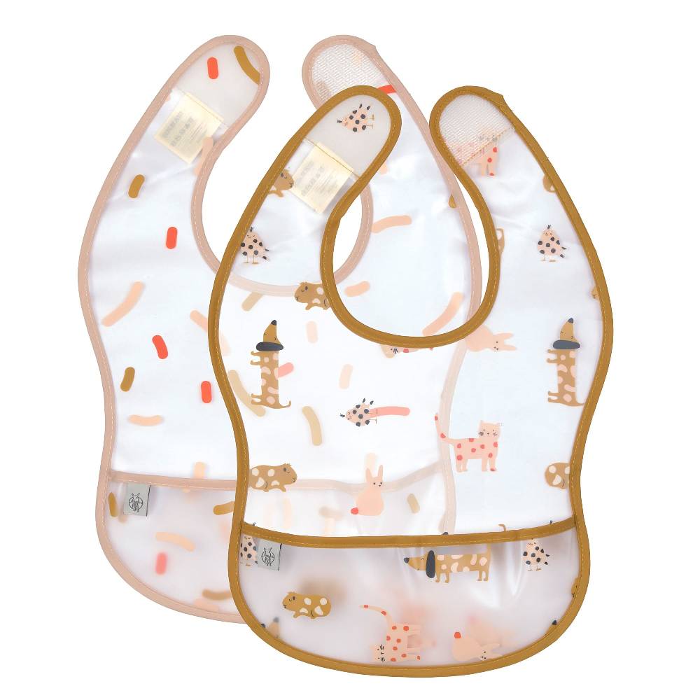 Lässig Lätzchen mit Auffangschutz (2 Stk) - Abwaschbar, Little Mateys Spicy Orange