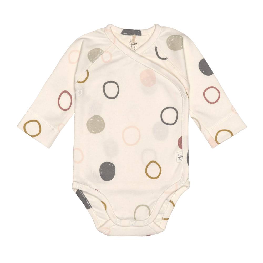 Lässig Baby Wickelbody langarm - Bio Baumwolle, Kreise, Beige