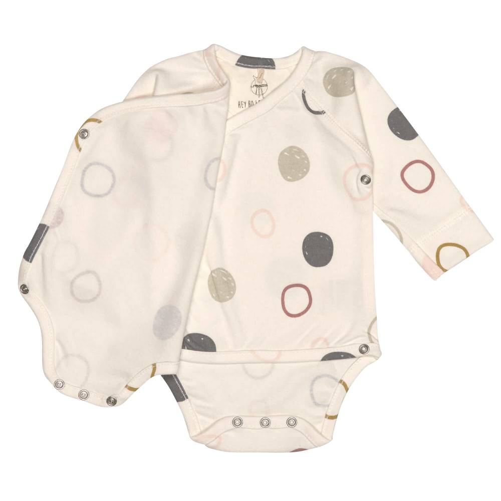 Lässig Baby Wickelbody langarm - Bio Baumwolle, Kreise, Beige Preisnachlass