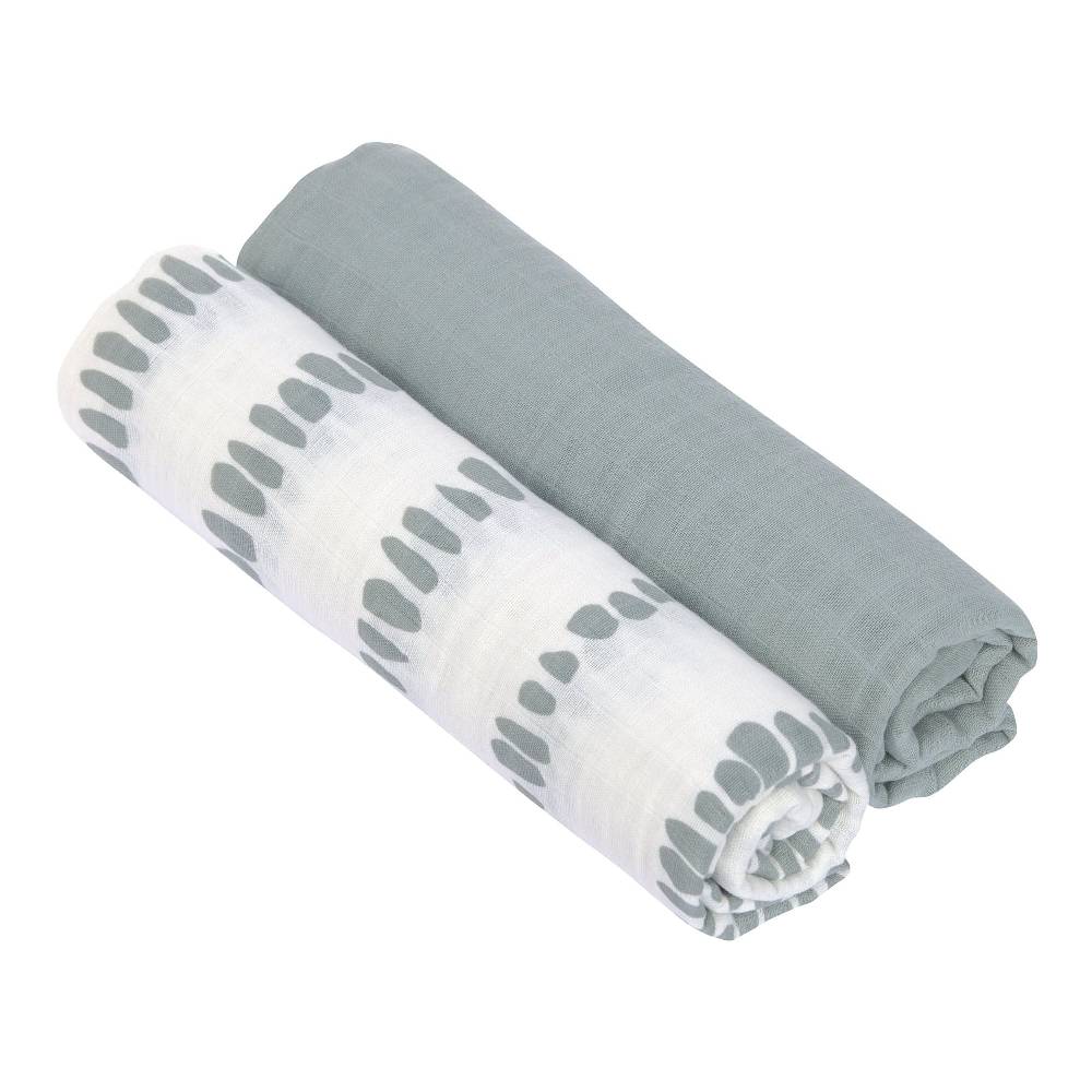 Lässig Mulltücher 2er Set 120 x 120 cm - Strokes, Silbergrau