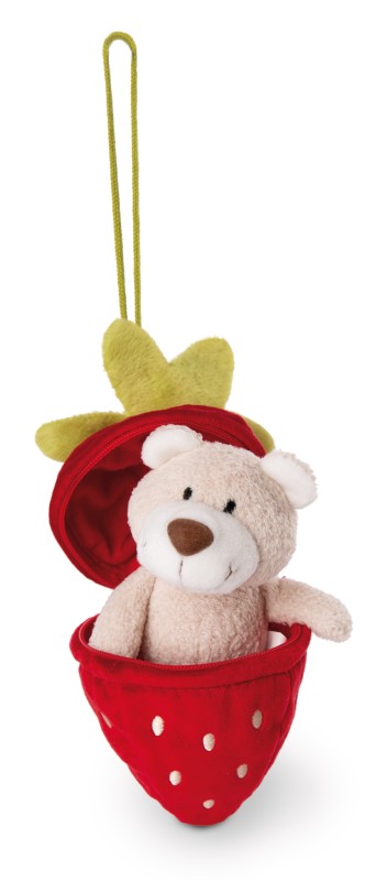 NICI Kuscheltier Bär Bendix in Erdbeere mit Loop NICI GREEN