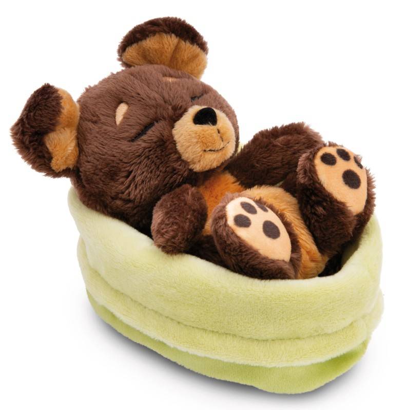 NICI Kuscheltier Sleeping Pets brauner Hund 12cm im grünen Körbchen NICI GREEN Zeitbegrenzte Promotion