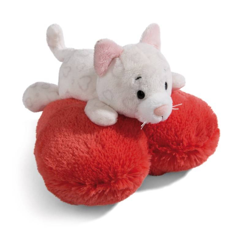 NICI Kuscheltier Love Katze auf Herz liegend NICI GREEN