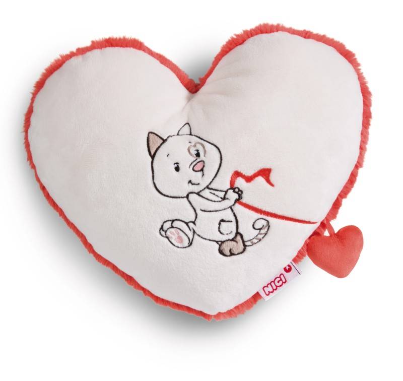 NICI Herzförmiges Kissen Love Katze NICI GREEN