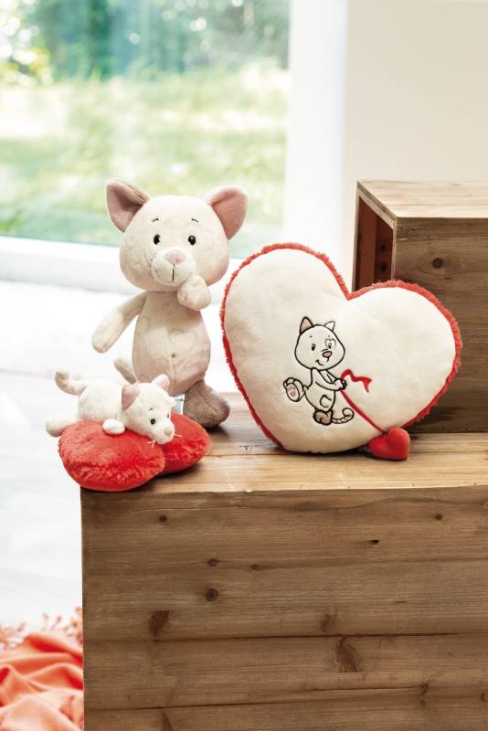 NICI Herzförmiges Kissen Love Katze NICI GREEN Begrenztes Angebot