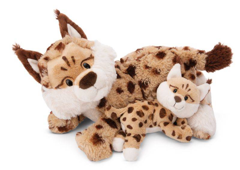 NICI Liegendes Kuscheltier Luchs Mutter & Kind NICI GREEN