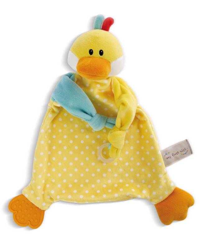 NICI Schmusetuch Ente mit Beißring und Schnullerbefestigung