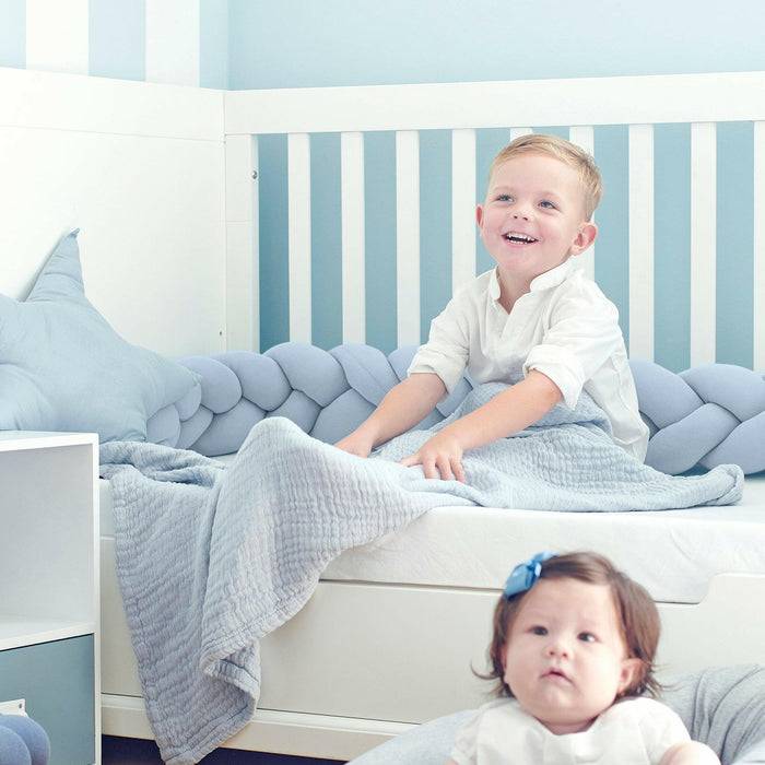 Nordic Coast Company Bettschlange geflochten Hellblau Jersey im Angebot