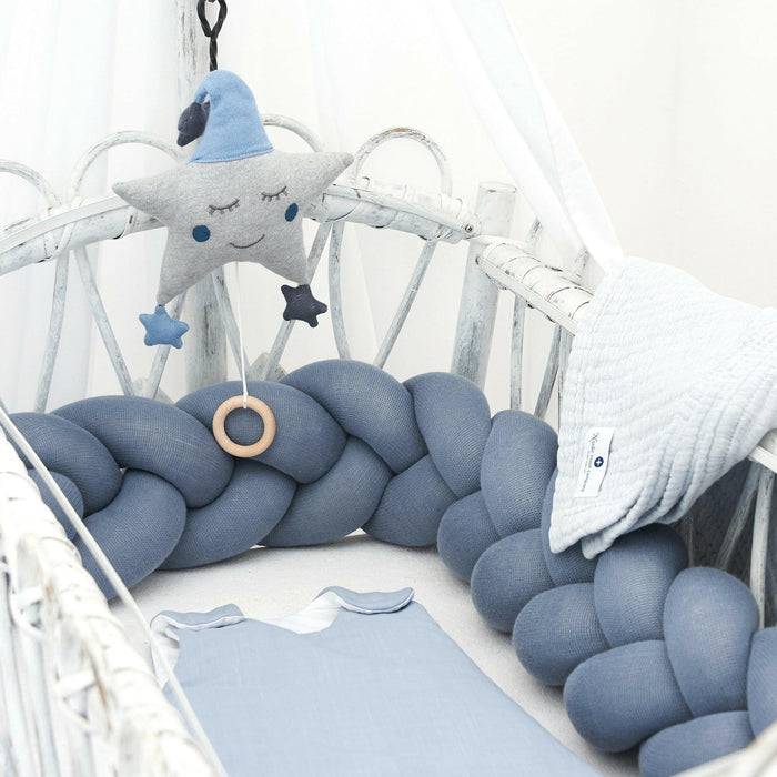 Nordic Coast Company Bettschlange geflochten Blau Strick 180cm Fabrik Onlineshop