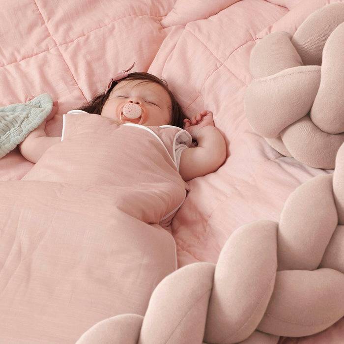 Nordic Coast Company Bettschlange geflochten Rosa Strick schmal Flash Sale