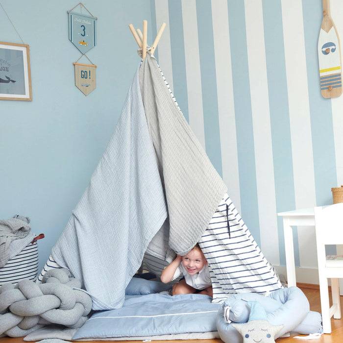 Nordic Coast Company Musselin Decke Blau Large Heißer Verkauf