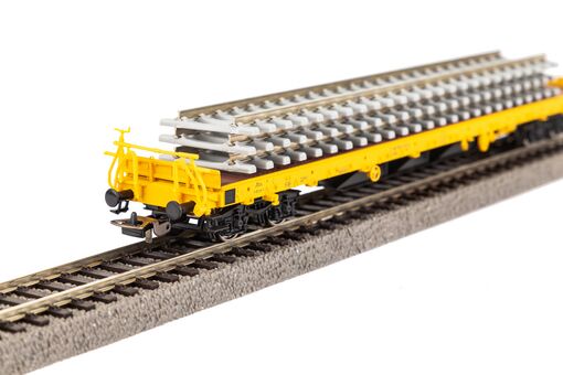 Piko Flachwagen Rs Bauzug VI beladen mit Betonschwellenstapel Artikelnummer: 24501 Lagerräumung
