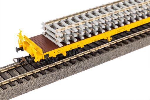 Piko Flachwagen Rs Bauzug VI beladen mit Betonschwellenstapel Artikelnummer: 24501 Lagerräumung