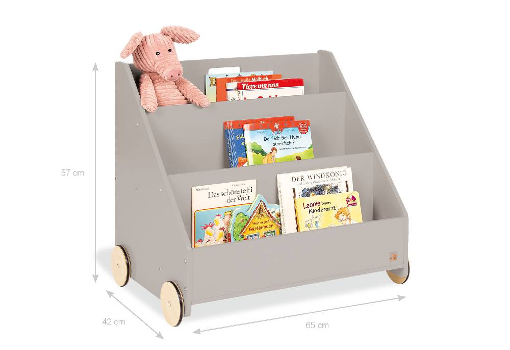 Pinolino Kinderbücherregal mit Rollen 'Lasse', grau Bis zu 55% Rabatt