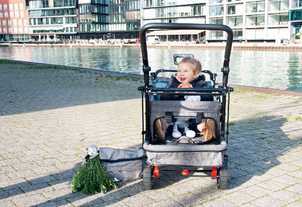 Pinolino Klappbollerwagen 'AddPlus' mit Bremse, grau meliert Fabrikladen