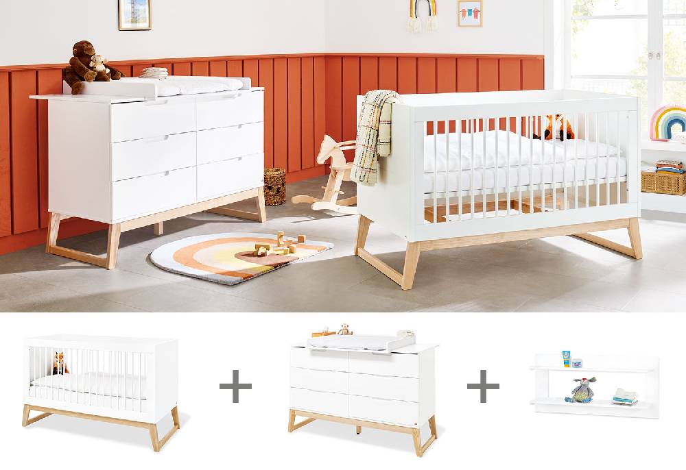 Pinolino Kinderzimmer-Set 'Bridge' extrabreit inkl. Wandregal, 3-tlg. - Auslaufartikel