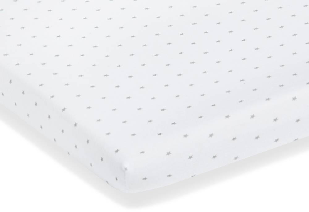 Pinolino Jersey-Spannbetttücher für Kinderbetten im Doppelpack 'Sternchen', grau und Uni, weiß - Auslaufartikel Rabatte dieses Monats