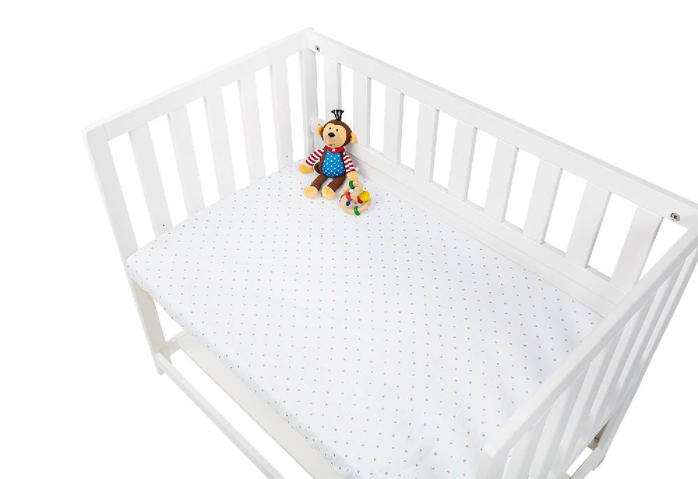 Pinolino Jersey-Spannbetttücher für Wiegen, Anstellbettchen und Kinderwagen im Doppelpack 'Sternchen', rosa und Uni, weiß - Auslaufartikel