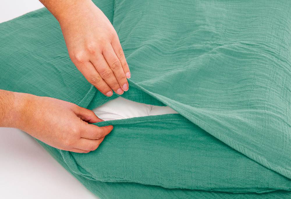 Pinolino Musselin-Bettwäsche für Kinderbetten, grün, 2-tlg. - Auslaufartikel im Angebot