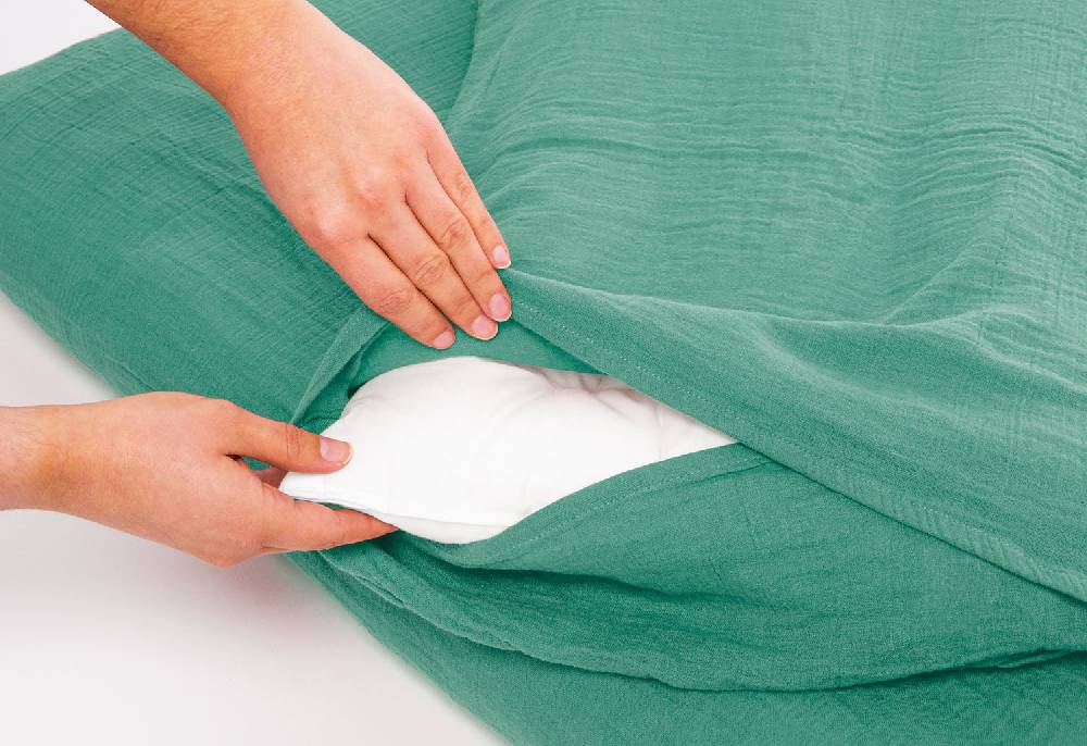 Pinolino Musselin-Bettwäsche für Kinderbetten, grün, 2-tlg. - Auslaufartikel im Angebot