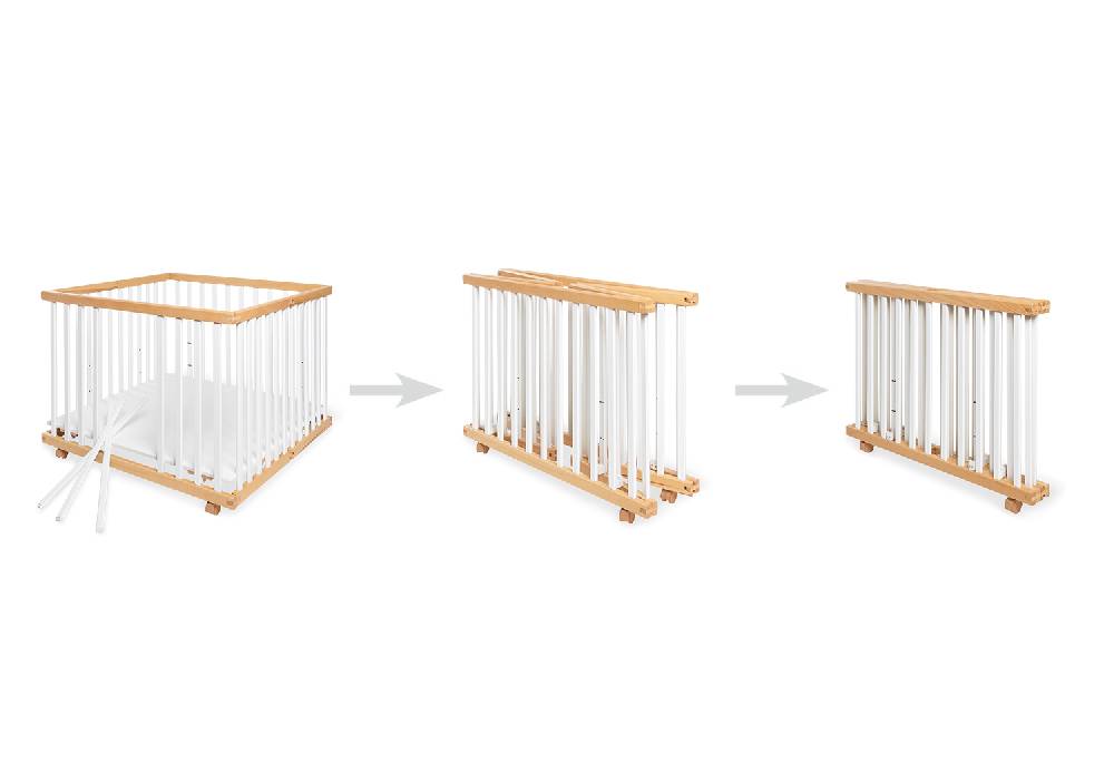 Pinolino Laufgitter 'Lexus' groß, faltbar, weiß/natur - Auslaufartikel Letzte 2 Tage